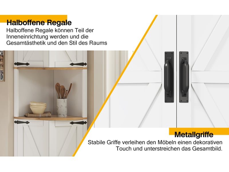  Buffet coin vintage blanc mdf 39,5x39,5x180cm meuble rangement cuisine  - Conforama E