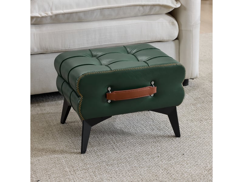  Repose-pieds portable en cuir vert avec pieds en métal. Repose-pieds multifonctionnel. Tabouret à langer polyvalent pour le salon et la chambre. DE-9818-GN - Conforama B