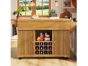 Desserte de cuisine mobile avec rangement, plateau extensible 142,5 x 80 x 95 cm, marron foncé evryae
