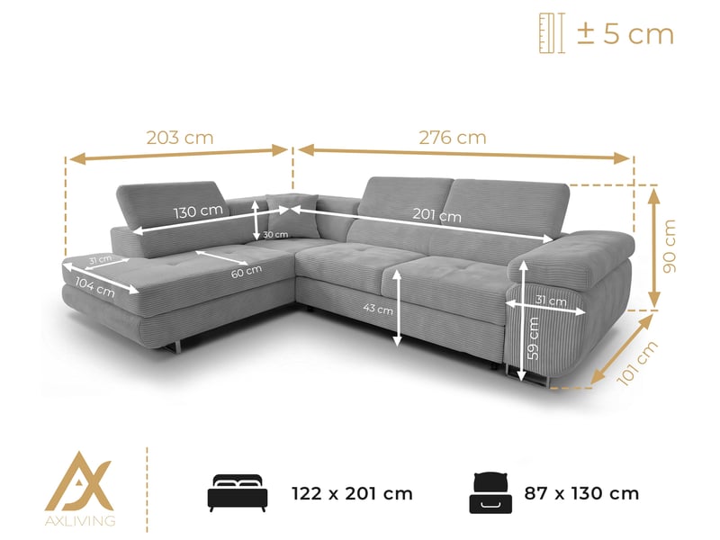 Canapé convertible 276 cm avec coffre et têtières – rose Konak - Conforama E