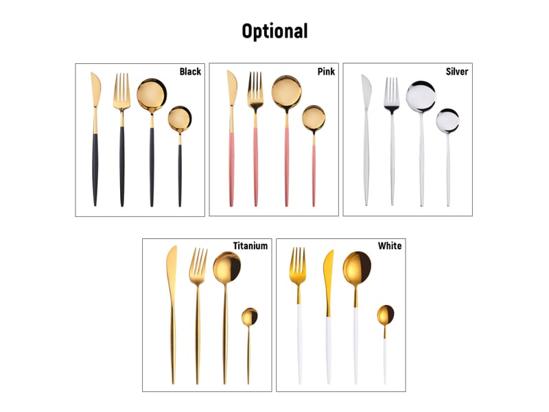  Ensemble de couverts en acier inoxydable 4 pièces, poli miroir, réutilisables, couteau et cuillère  - Conforama B