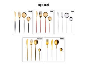 Ensemble de couverts en acier inoxydable 4 pièces, poli miroir, réutilisables, couteau et cuillère