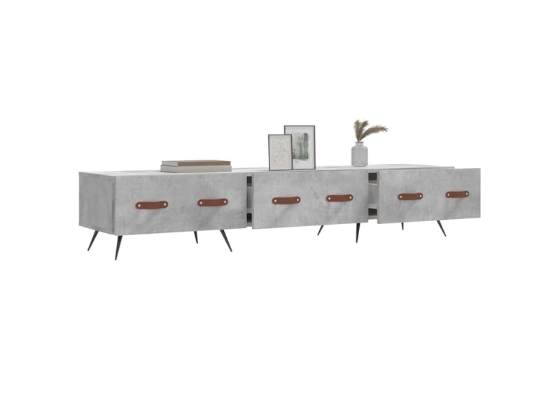  Meuble tv - banc tv - meuble de rangement gris béton 150x36x30 cm bois d'ingénierie  - Conforama D