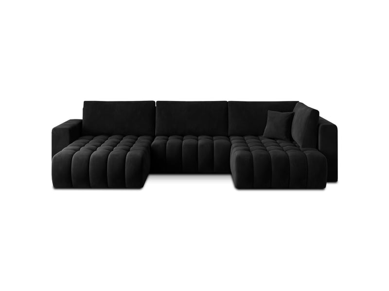  Canapé d'angle bonita convertible 6 places noir effet velours – gauche – 350x175cm  - Conforama A