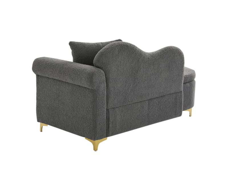 Méridienne moderne de 134 cm avec rangement sous l'assise, tissu effet peau lainée, dossier ondulé et coussins inclus - Conforama W