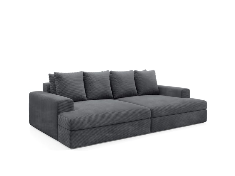 Canapé droit 4 places confort assise profonde en velours côtelé caldo gris anthracite - Conforama C