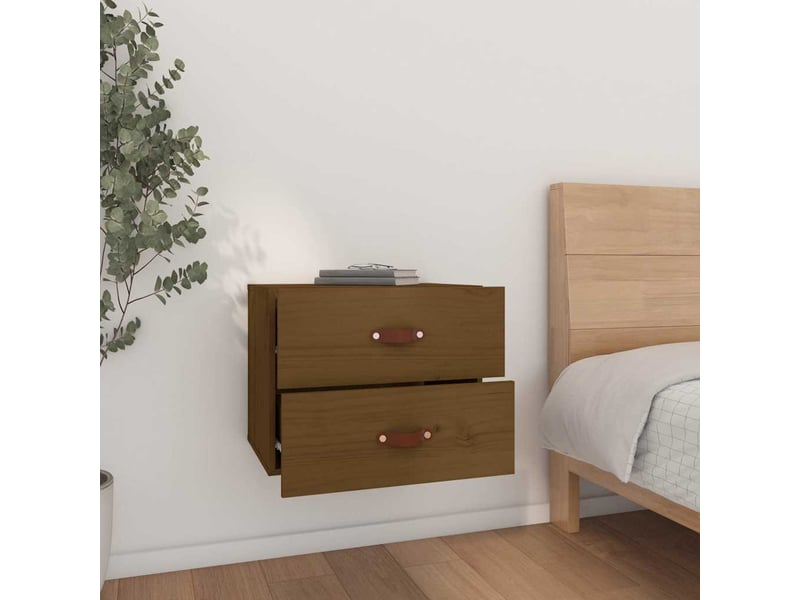  Lot de 2 tables de chevet - cabinet de chevet - table de nuit murales marron miel 50x36x40 cm  - Conforama B