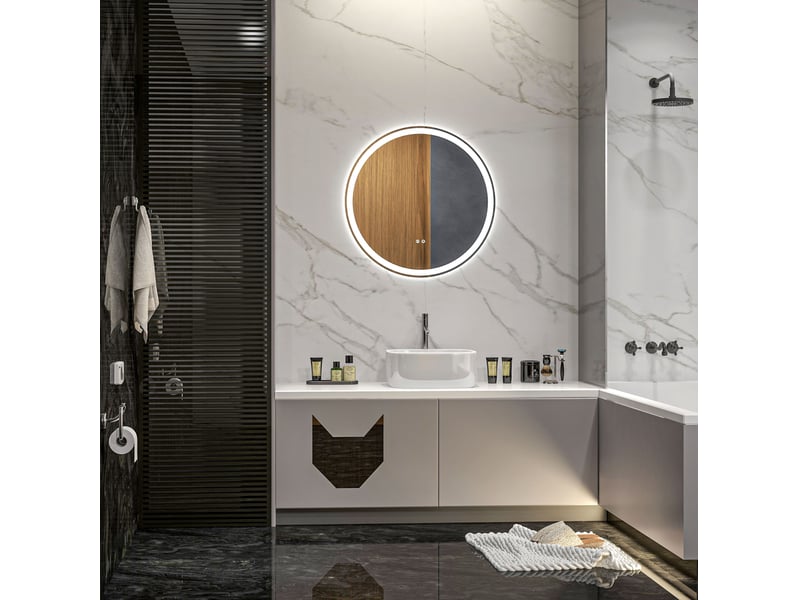  Miroir de salle de bains led 60x60x3 cm tactile avec fonction mémoire métal blanc  - Conforama B
