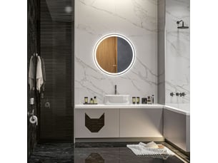 Miroir rond(e) de salle de bain coloris blanc <strong>DESMIU</strong> <strong></strong> - 60 cm x 60 cm
