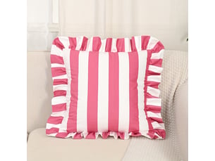 Housse de coussin carrée tendance – bordure à volants, motif rayé – design élégant et décoratif – parfait pour canapé, chambre et sofa – fermeture pratique-style 2