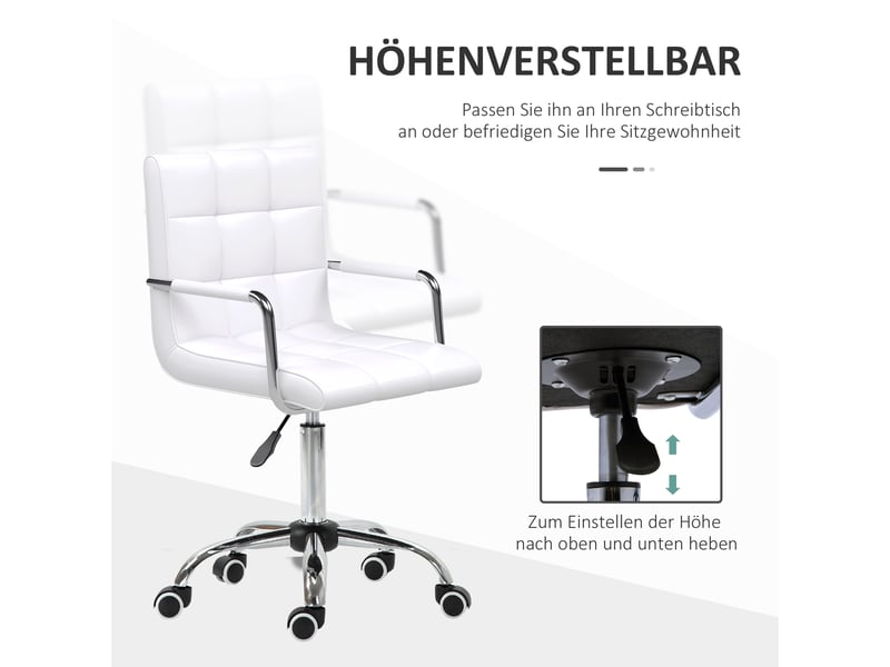  Chaise de bureau ergonomique,52.5x54x84-99 cm,réglable,pvc,blanc  - Conforama D
