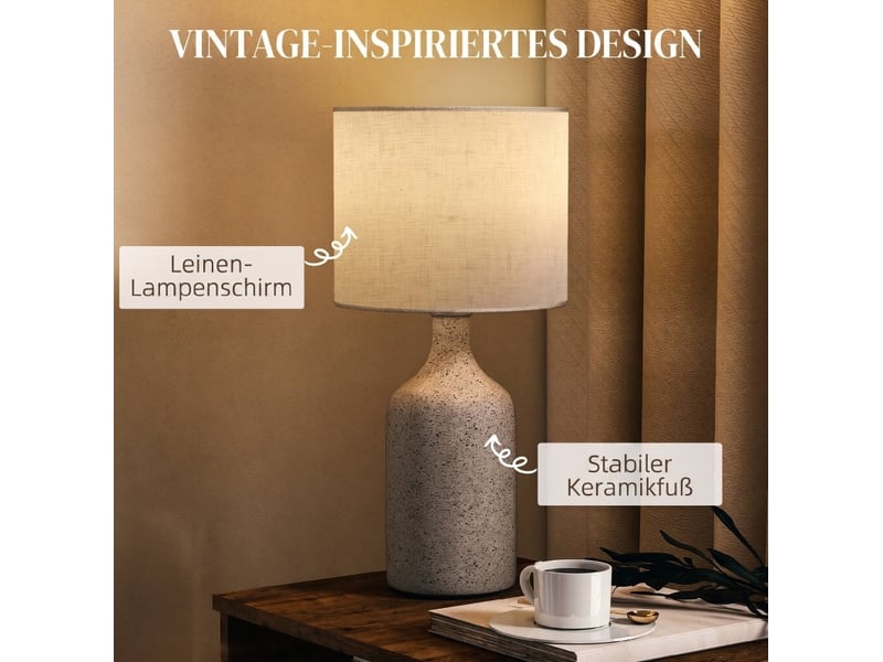 Lampe de table 22x22x45 cm en céramique beige chicfurn - Conforama D