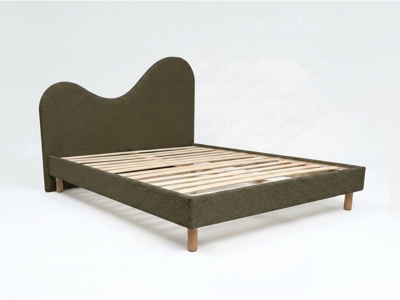  Bobochic lit celina tissu bouclette avec lattes massives vert 180x200 CELINA - Conforama A