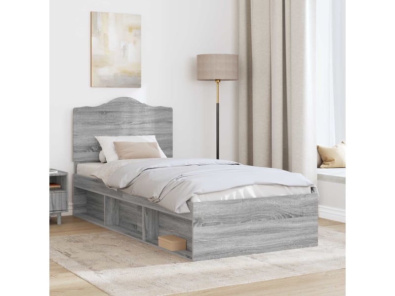  Lit simple- lit adulte -  cadre de lit gris sonoma 100 x 200 cm pin massif  - Conforama B