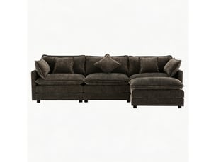 Canapé modulable 3 places en chenille dangle en l avec repose-pieds mobilier rembourré pour salon et chambre vidéo disponible