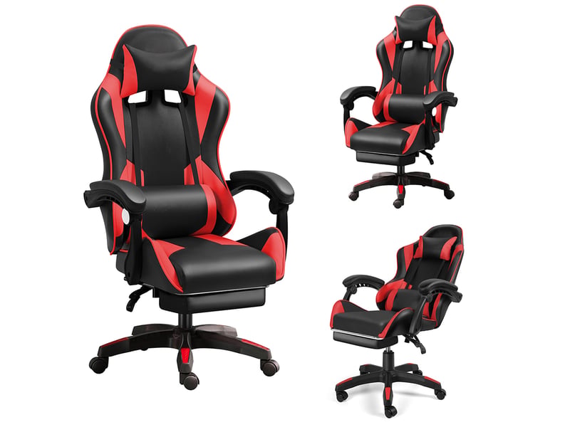  Fauteuil gaming avec assise réglable en hauteur - noir et rouge IZTOSS - Conforama A