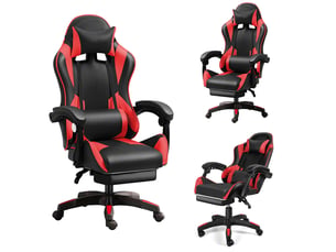 Fauteuil gaming avec assise réglable en hauteur - noir et rouge