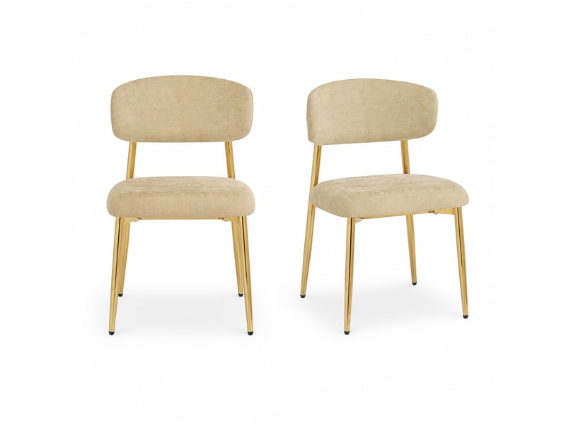  Lot de 2 chaises de salle à manger rembourrées réglables en hauteur, structure dorée, charge 125 kg, coloris marron Fay Lum - Conforama A