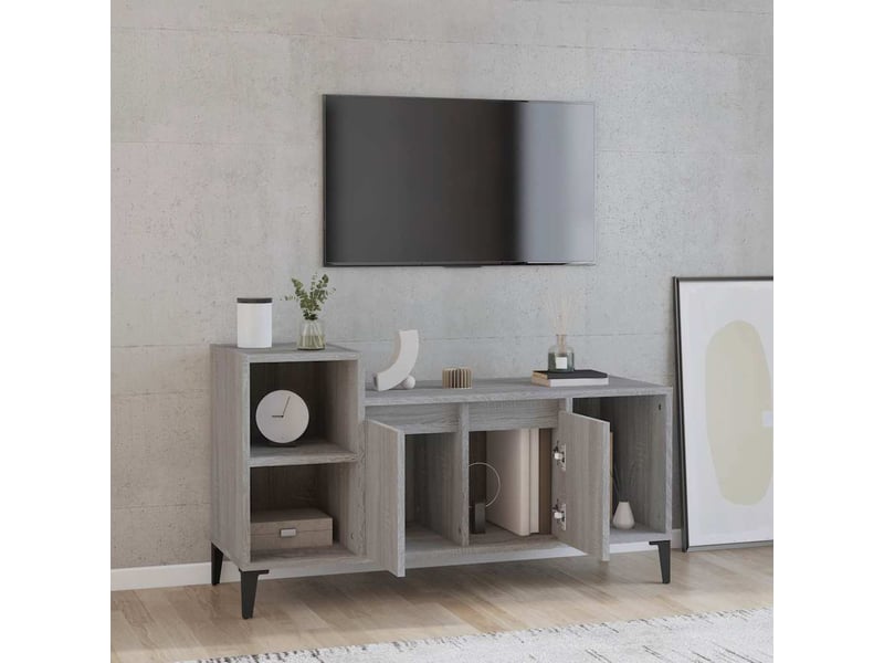  Meuble tv - banc tv - meuble de rangement sonoma gris 100x35x55 cm bois d'ingénierie  - Conforama C