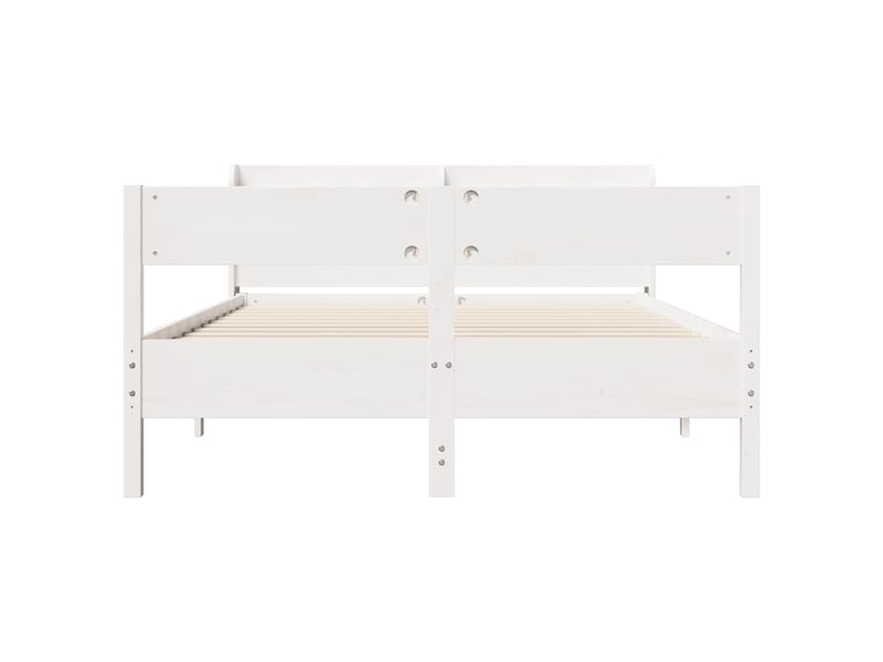  Lit double- lit adulte -  cadre de lit sans matelas blanc 135x190 cm bois de pin massif  - Conforama C