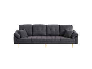 Canapé 4 places tcqpz 250 x 70 x 87 cm avec pouf modulable en l velours côtelé gris foncé