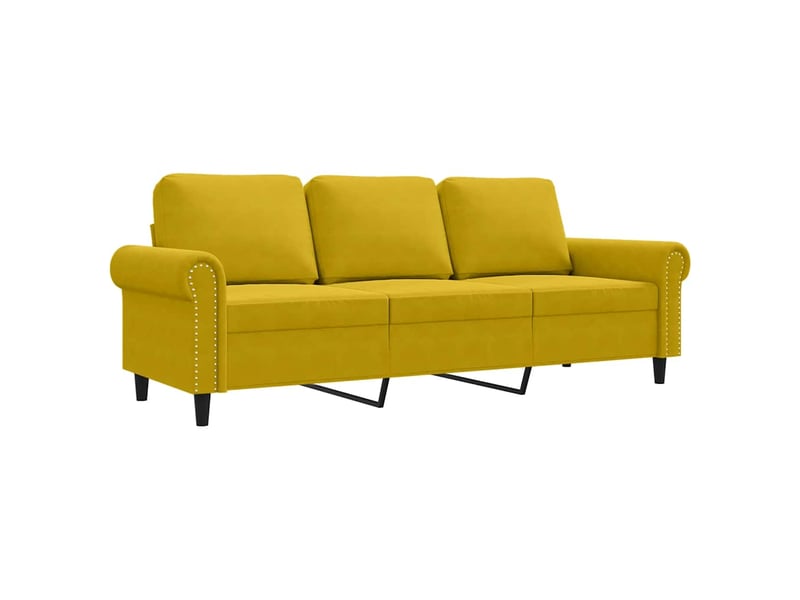  Canapé 3 places, canapé droit fixe jaune 180 cm velours shl48470  - Conforama A