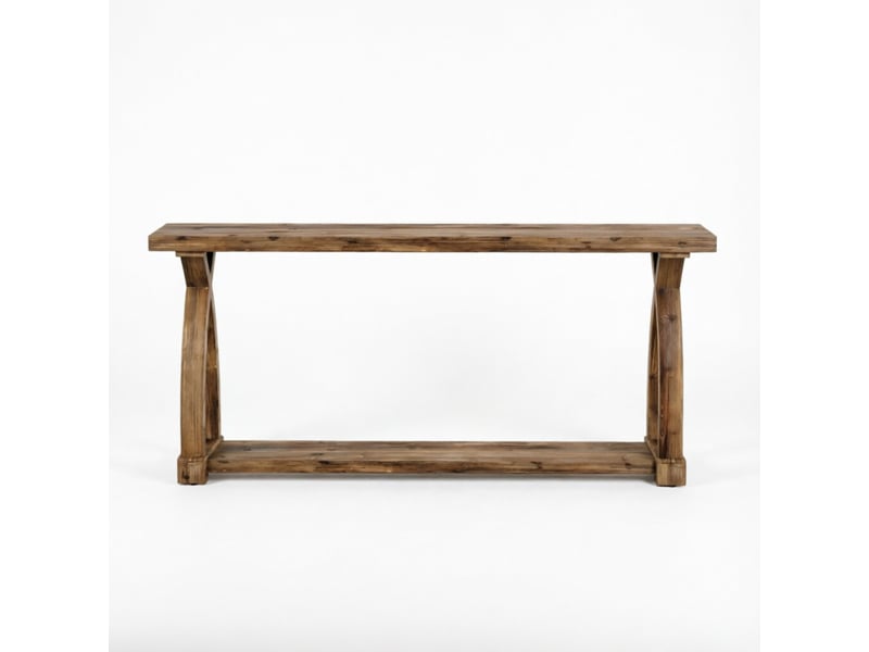  Table console en bois marron 160 cm à deux niveaux, style campagne élégant pour l'entrée ou le salon  - Conforama A