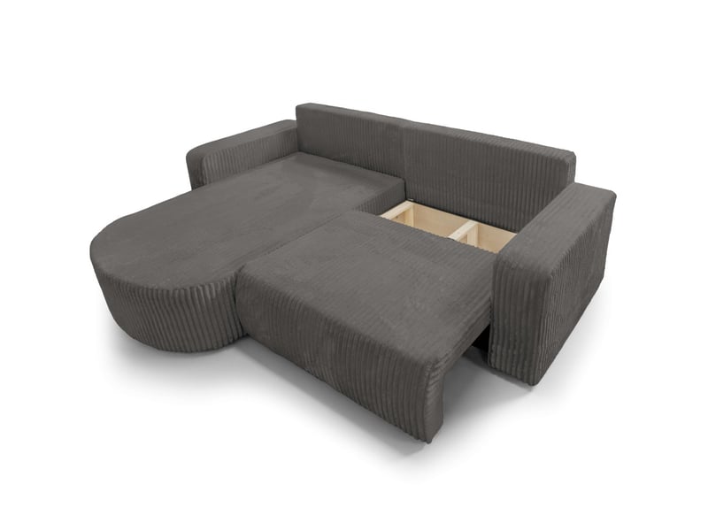  Kiara - canapé d'angle compact réversible et convertible 4 places en velours côtelé épais  - Conforama D