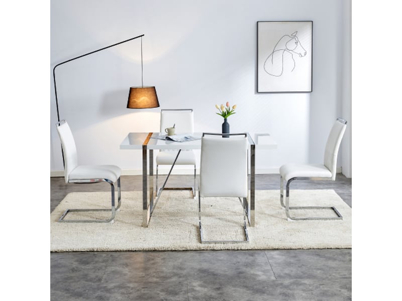Lot de 6 chaises pour salle à manger en simili-cuir, chaise de bureau- blanc  - Conforama C