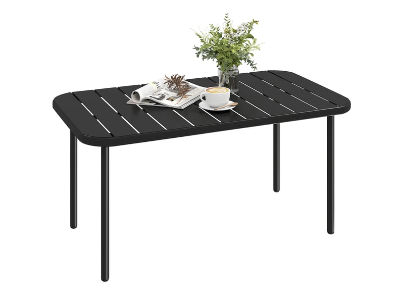  Table d'appoint rectangulaire en acier, facile à nettoyer, pour balcon, jardin, terrasse, véranda, 90 x 50 x 43 cm, noire  - Conforama A