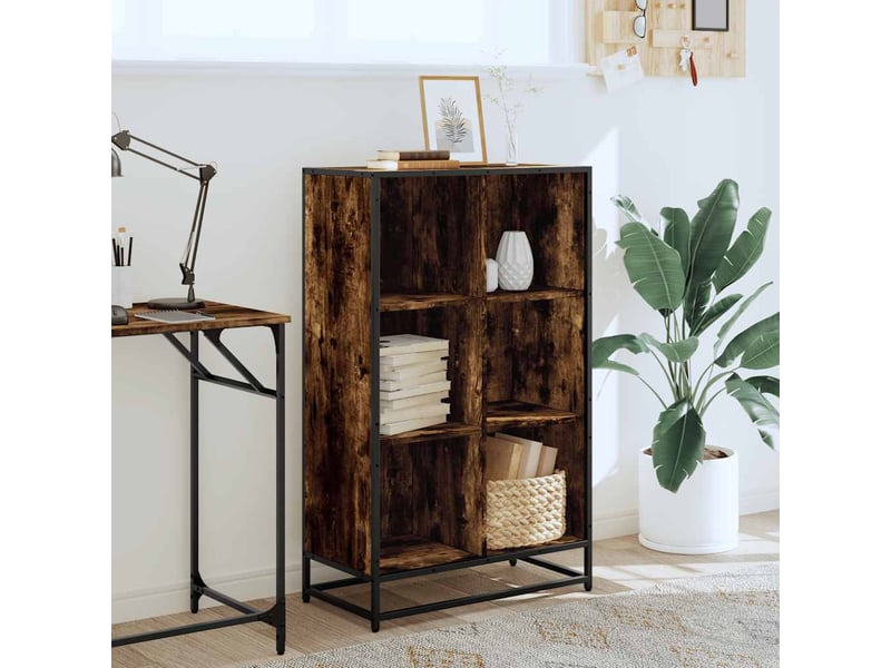 Bibliothèque, étagère de rangement chêne fumé 65,5x33x107,5 cm bois d'ingénierie - Conforama C