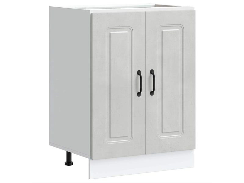 Meuble de cuisine, meuble bas pour évier kalmar gris béton bois d'ingénierie - Conforama A