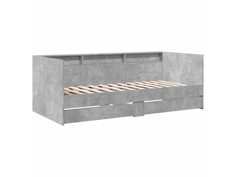  Lit simple- lit adulte -  lit de jour avec tiroirs sans matelas gris béton 100x200 cm  - Conforama B