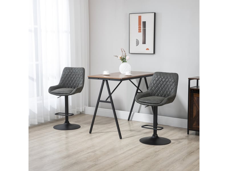  Tabouret de bar, tabouret de cuisine, tabouret design, réglable en hauteur, avec repose-pieds, 51 cm x 59 cm x 117 cm, gris foncé et noir  - Conforama D