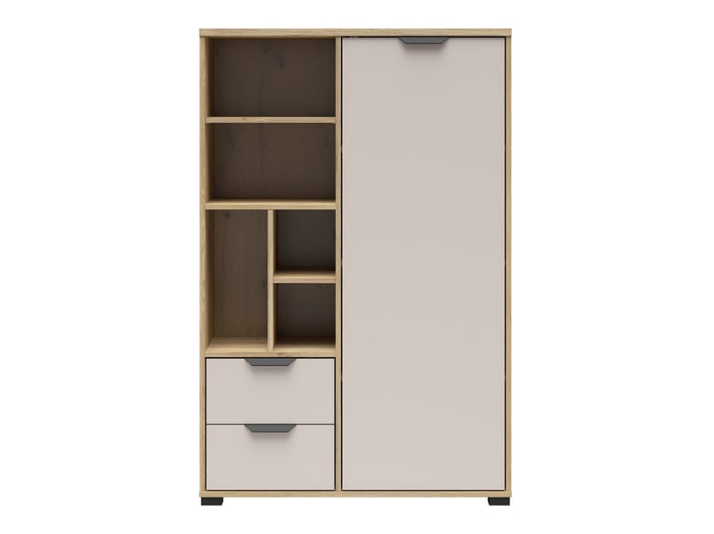  Bibliothèque avec 2 tiroirs et 1 porte coloris chêne mauvellacachemire - longueur 90 x profondeur 40 x hauteur 137,5 cm  - Conforama A