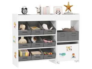 Étagère à jouets pour enfants étagère à livres 11 bacs de rangements en tissu non tissé 105 x 30 x 80 cm blanc