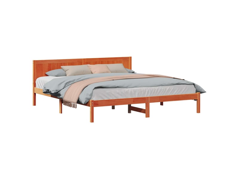  Lit double- lit adulte -  cadre de lit marron 200 x 200 cm bois de pin massif  - Conforama A