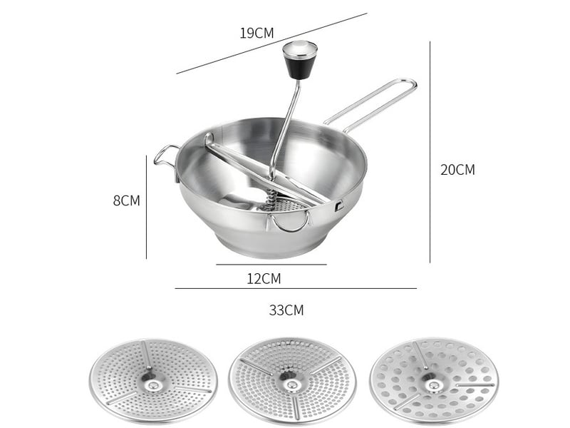  Moulin à légumes manuel en inox – broyage facile pour purées, soupes et compotes  - Conforama B