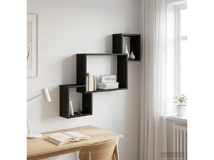 Étagère flottante, étagère suspendue montage mural chêne noir 91,5 x 15 x 76 cm cf42519