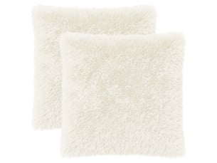 Lot de 2 coussins avec oreiller, coussins décoratifs heerlen blanc fleece pv cf50407