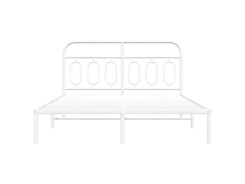  Lit double- lit adulte -  cadre de lit métal sans matelas et tête de lit blanc 150x200 cm  - Conforama C
