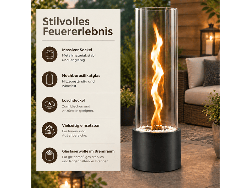 Zmh cheminée éthanol de table portable 16x40.5cm pour intérieur et extérieur  - Conforama D
