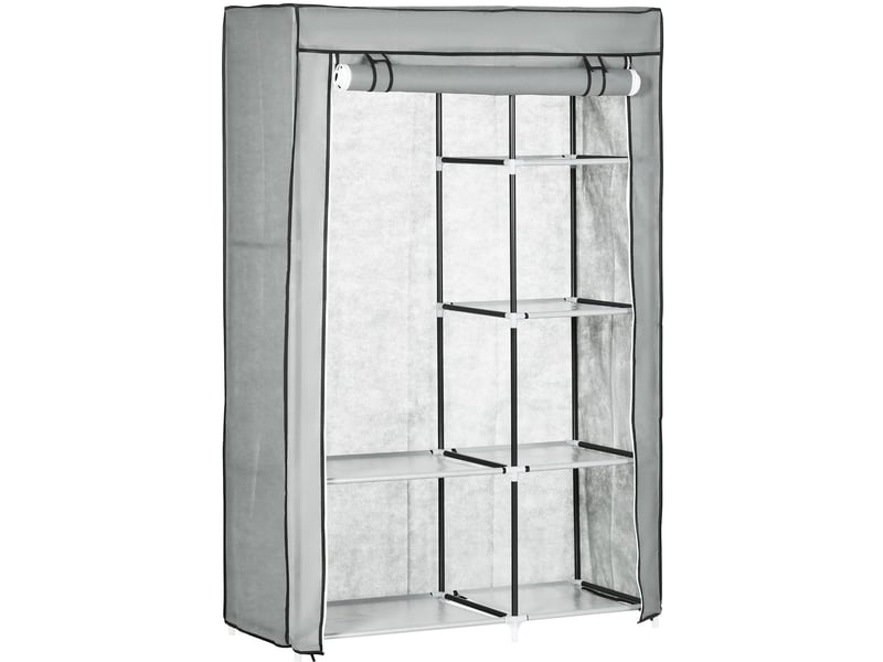  Armoire 103x43x162,5 cm 6 compartiments 1 barre de suspension métal gris  - Conforama A