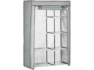 Armoire 103x43x162,5 cm 6 compartiments 1 barre de suspension métal gris