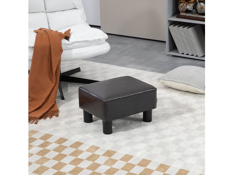  Pouf repose-pieds 40x30x24 cm rectangulaire polyuréthane (pu) marron  - Conforama B