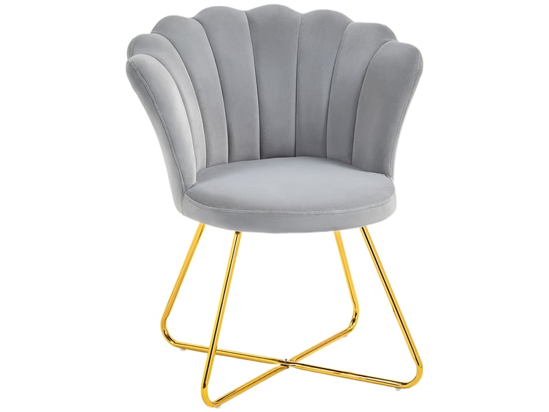  Fauteuil en velours avec pieds en acier gris 69x64x80 cm  - Conforama A