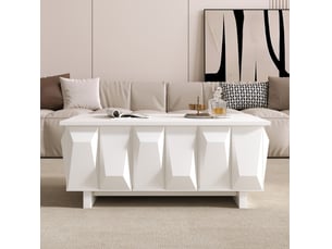 Table basse avec rangement 95x67x39,5 cm en panneaux de particules couleur blanc