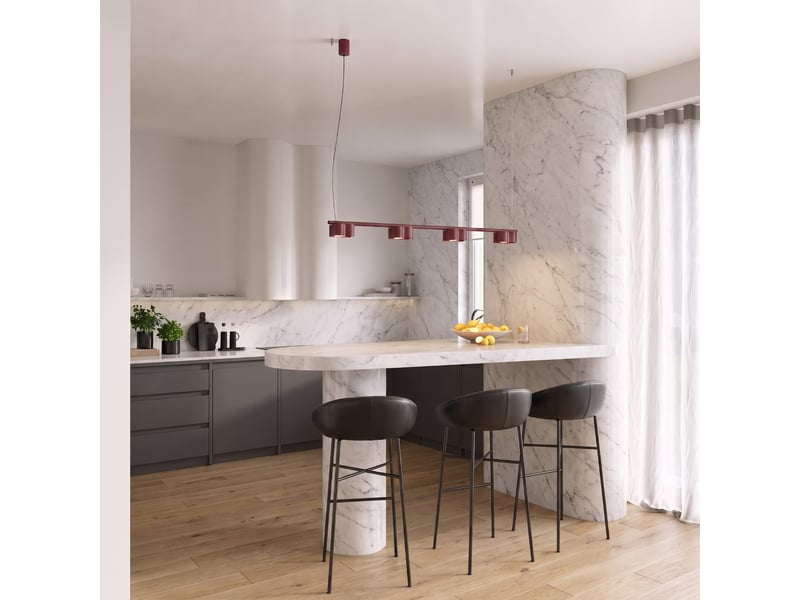  Lustre ovio 4 bordeaux gx53 aluminium moderne 208x122x12cm SL.3370 - Conforama C