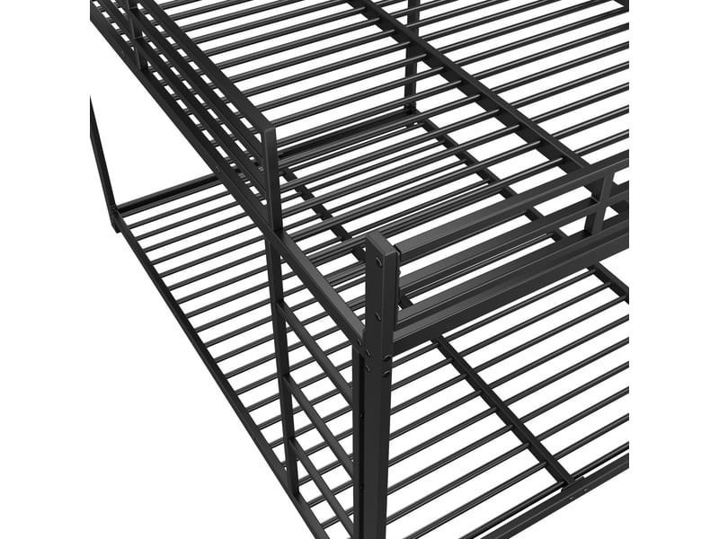 Lit superposé enfant 140 x 200 cm en métal noir, deux couchages pour chambre partagée - Conforama W