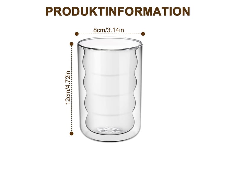  Lot de 4 verres à latte macchiato double paroi en verre borosilicate 350 ml - 12 x 8 cm - transparent  - Conforama D